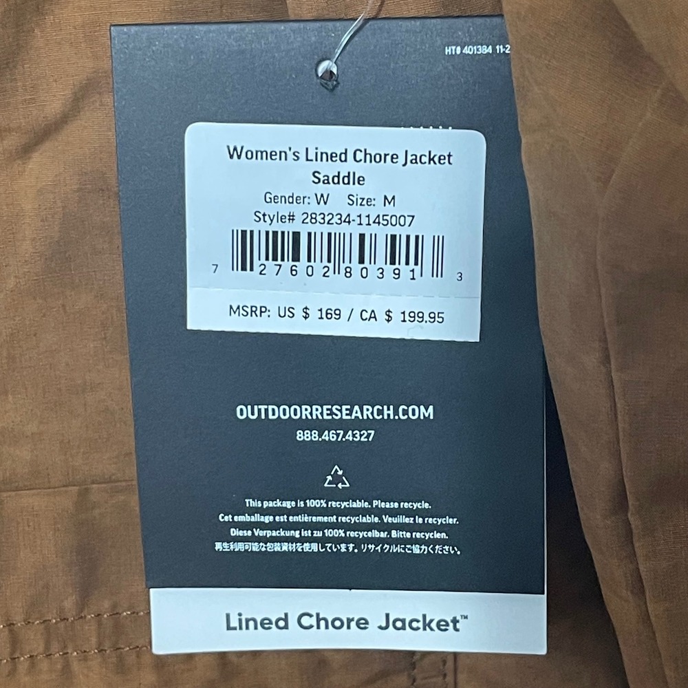 Outdoor Research Womens Lined Chore Jacket Saddle Brown Sherpa Medium Hiking NEW - Picture 3 of 12
